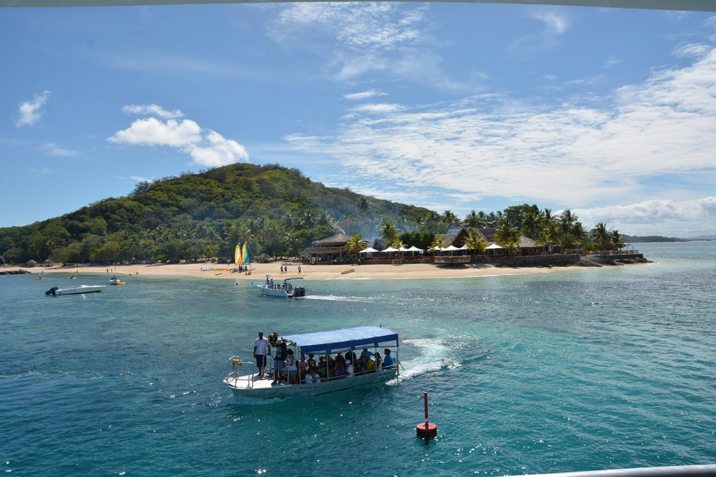 View of the Castaway Island in Fiji on a beautiful sunny day